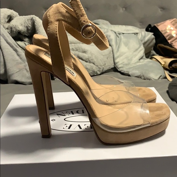 Nude Steve Madden heels with clear strap - Picture 2 of 5